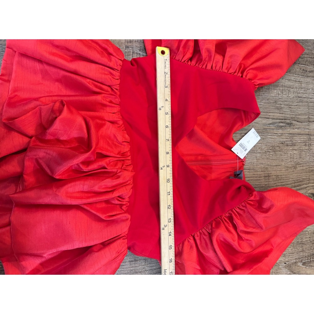 Sunday in Brooklyn Red Puff Sleeve Peplum Top‎ V-Neck NWT Size S 4112 - Picture 11 of 11